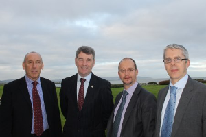 LtoR: Archie Donovan, Geological Survey Ireland, Dr Peter Heffernan, CEO Marine Institute and  Koen Verbruggen, Director of Geological Survey Ireland and Thomas Furey, Marine Institute at the 2016 INFOMAR Seminar held at the Marine Institute