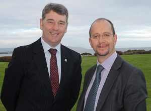 Dr Peter Heffernan, CEO Marine Institute and  Koen Verbruggen, Director of Geological Survey Ireland at the 2016 INFOMAR Seminar held at the Marine Institute